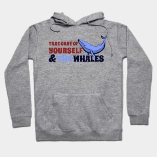 Save the Whales and Take Care of Yourself Groovy Retro Wavy Hoodie